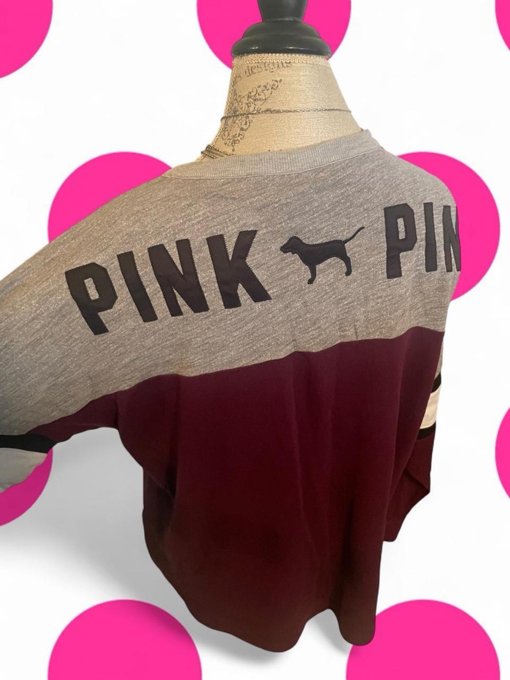 2016 Victoria’s Secret PINK • Burgundy/Grey Colorblock Sweatshirt • SIZE - LARGE